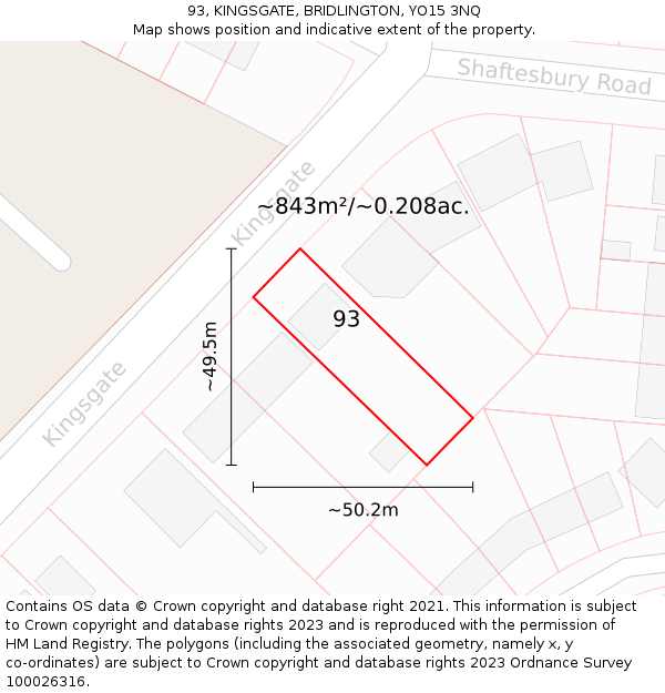 93, KINGSGATE, BRIDLINGTON, YO15 3NQ: Plot and title map