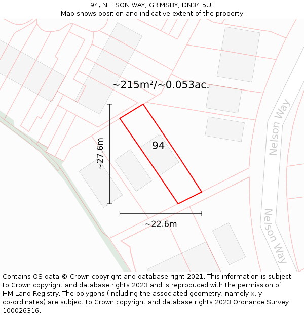 94, NELSON WAY, GRIMSBY, DN34 5UL: Plot and title map