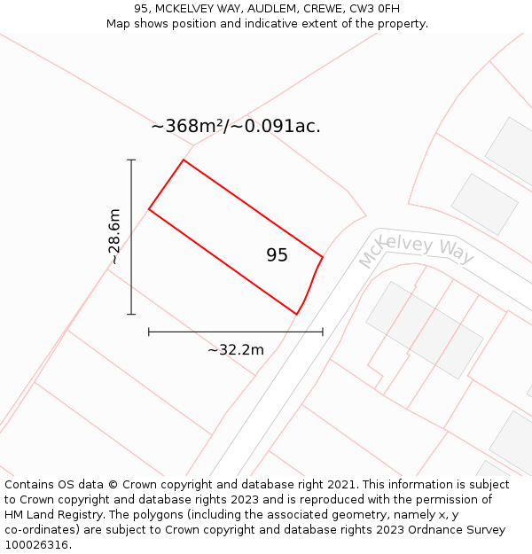 95, MCKELVEY WAY, AUDLEM, CREWE, CW3 0FH: Plot and title map