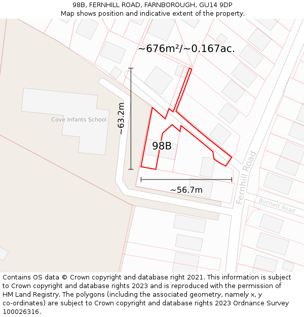 98B, FERNHILL ROAD, FARNBOROUGH, GU14 9DP: Plot and title map