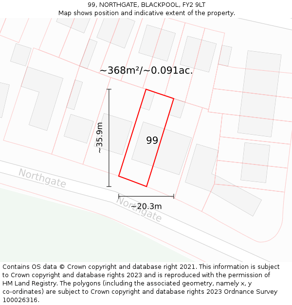 99, NORTHGATE, BLACKPOOL, FY2 9LT: Plot and title map