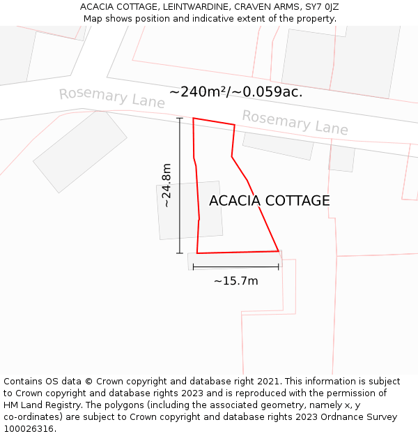 ACACIA COTTAGE, LEINTWARDINE, CRAVEN ARMS, SY7 0JZ: Plot and title map