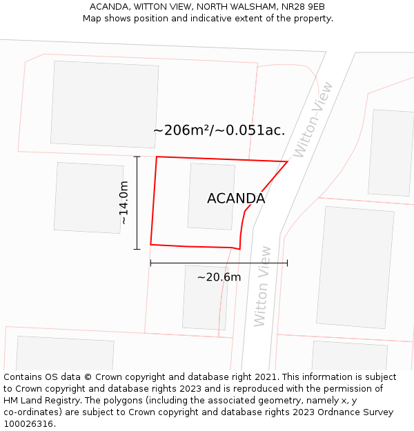 ACANDA, WITTON VIEW, NORTH WALSHAM, NR28 9EB: Plot and title map