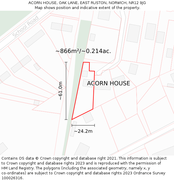 ACORN HOUSE, OAK LANE, EAST RUSTON, NORWICH, NR12 9JG: Plot and title map