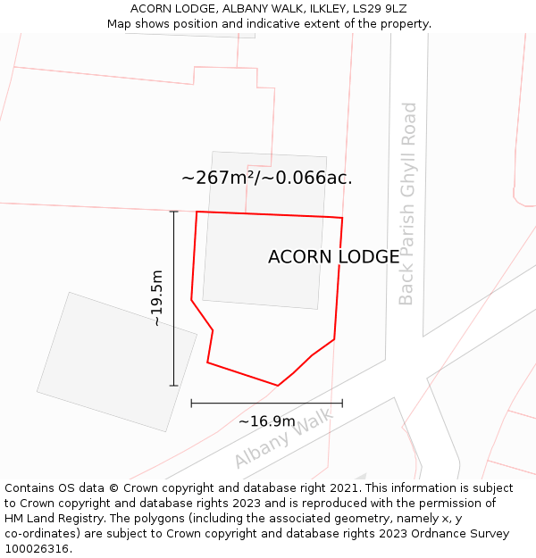 ACORN LODGE, ALBANY WALK, ILKLEY, LS29 9LZ: Plot and title map