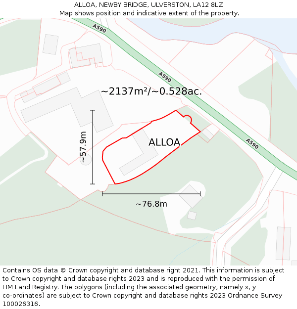 ALLOA, NEWBY BRIDGE, ULVERSTON, LA12 8LZ: Plot and title map