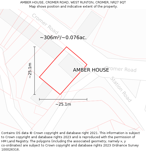 AMBER HOUSE, CROMER ROAD, WEST RUNTON, CROMER, NR27 9QT: Plot and title map