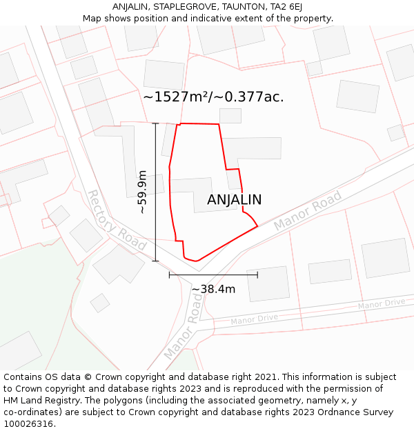 ANJALIN, STAPLEGROVE, TAUNTON, TA2 6EJ: Plot and title map