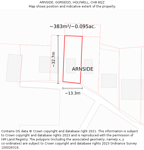 ARNSIDE, GORSEDD, HOLYWELL, CH8 8QZ: Plot and title map