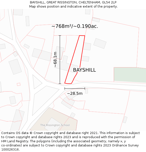 BAYSHILL, GREAT RISSINGTON, CHELTENHAM, GL54 2LP: Plot and title map