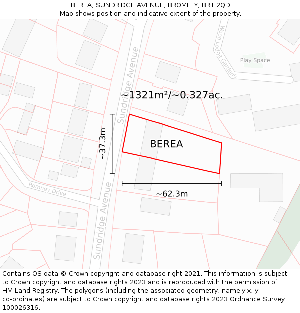 BEREA, SUNDRIDGE AVENUE, BROMLEY, BR1 2QD: Plot and title map