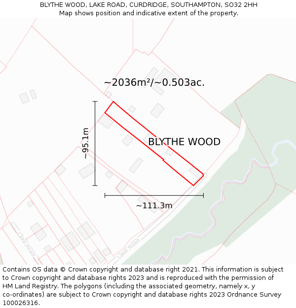 BLYTHE WOOD, LAKE ROAD, CURDRIDGE, SOUTHAMPTON, SO32 2HH: Plot and title map
