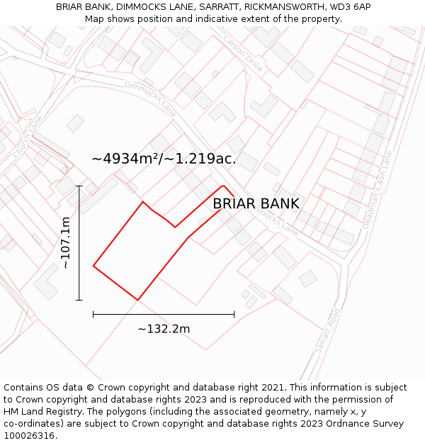 BRIAR BANK, DIMMOCKS LANE, SARRATT, RICKMANSWORTH, WD3 6AP: Plot and title map