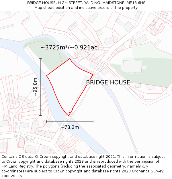 BRIDGE HOUSE, HIGH STREET, YALDING, MAIDSTONE, ME18 6HS: Plot and title map