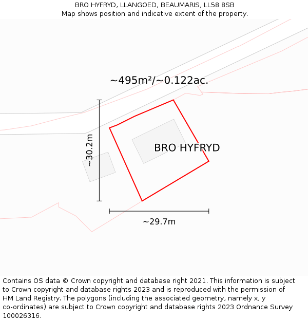 BRO HYFRYD, LLANGOED, BEAUMARIS, LL58 8SB: Plot and title map