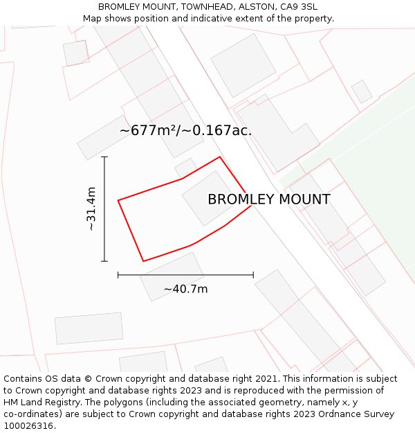 BROMLEY MOUNT, TOWNHEAD, ALSTON, CA9 3SL: Plot and title map