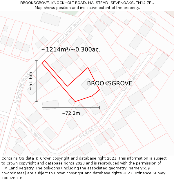 BROOKSGROVE, KNOCKHOLT ROAD, HALSTEAD, SEVENOAKS, TN14 7EU: Plot and title map