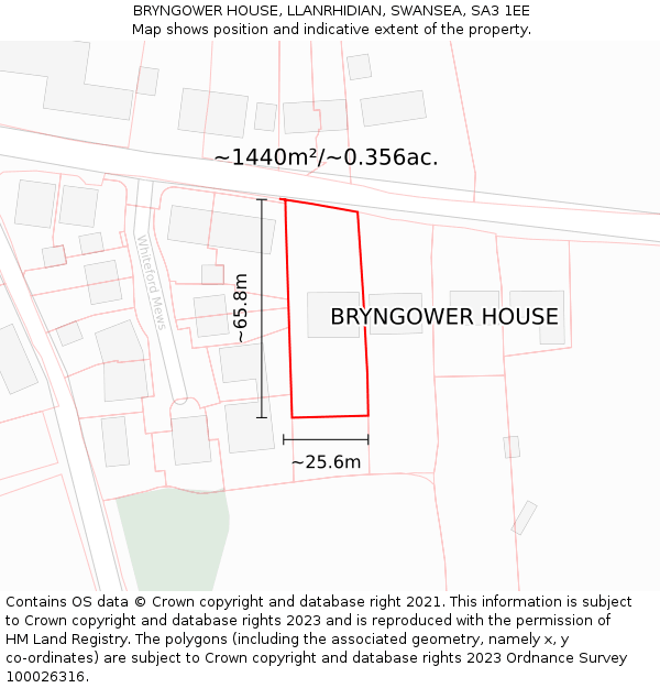 BRYNGOWER HOUSE, LLANRHIDIAN, SWANSEA, SA3 1EE: Plot and title map