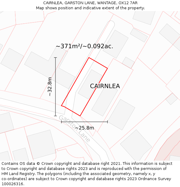 CAIRNLEA, GARSTON LANE, WANTAGE, OX12 7AR: Plot and title map