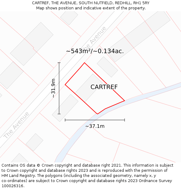 CARTREF, THE AVENUE, SOUTH NUTFIELD, REDHILL, RH1 5RY: Plot and title map