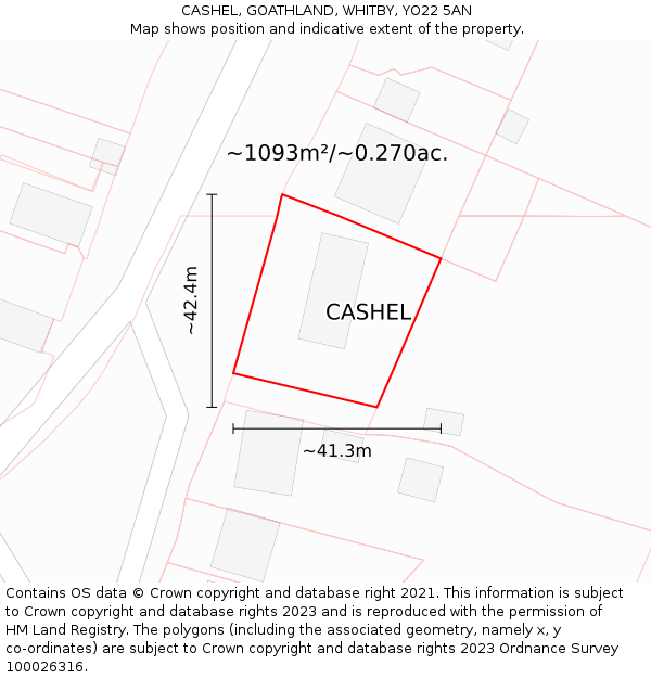 CASHEL, GOATHLAND, WHITBY, YO22 5AN: Plot and title map