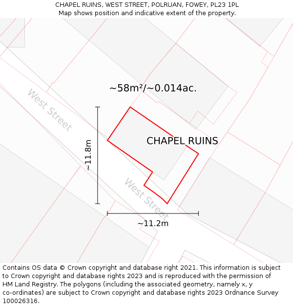 CHAPEL RUINS, WEST STREET, POLRUAN, FOWEY, PL23 1PL: Plot and title map