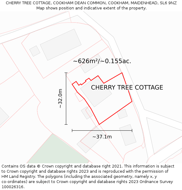 CHERRY TREE COTTAGE, COOKHAM DEAN COMMON, COOKHAM, MAIDENHEAD, SL6 9NZ: Plot and title map