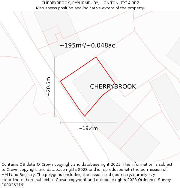 CHERRYBROOK, PAYHEMBURY, HONITON, EX14 3EZ: Plot and title map