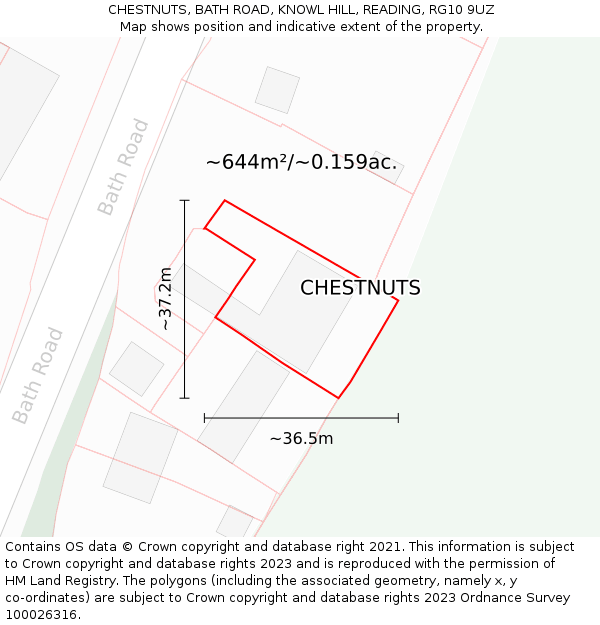 CHESTNUTS, BATH ROAD, KNOWL HILL, READING, RG10 9UZ: Plot and title map