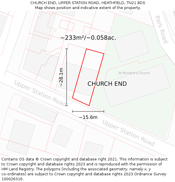 CHURCH END, UPPER STATION ROAD, HEATHFIELD, TN21 8DS: Plot and title map