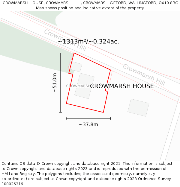 CROWMARSH HOUSE, CROWMARSH HILL, CROWMARSH GIFFORD, WALLINGFORD, OX10 8BG: Plot and title map