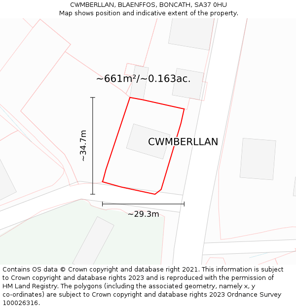 CWMBERLLAN, BLAENFFOS, BONCATH, SA37 0HU: Plot and title map