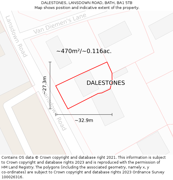 DALESTONES, LANSDOWN ROAD, BATH, BA1 5TB: Plot and title map