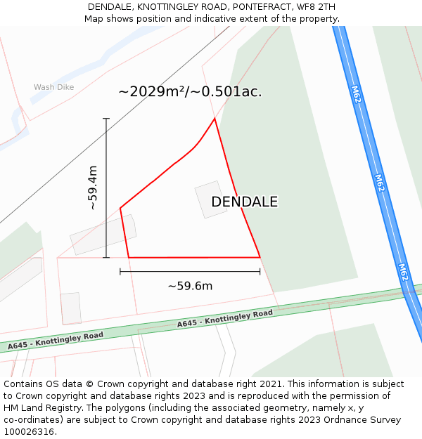 DENDALE, KNOTTINGLEY ROAD, PONTEFRACT, WF8 2TH: Plot and title map