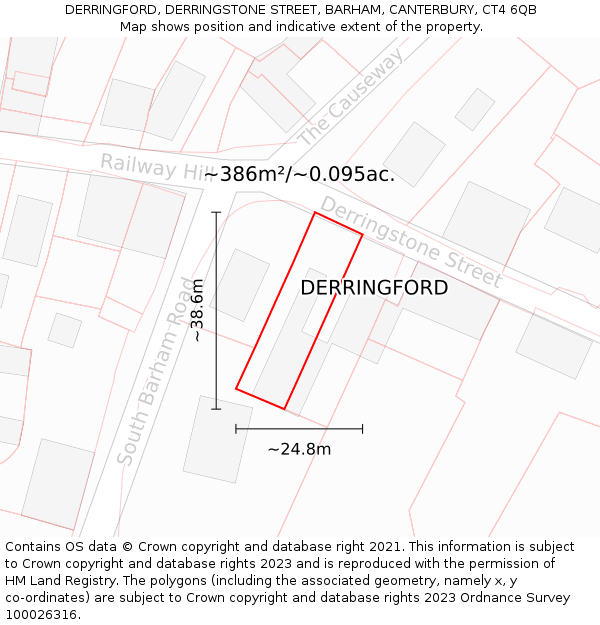 DERRINGFORD, DERRINGSTONE STREET, BARHAM, CANTERBURY, CT4 6QB: Plot and title map