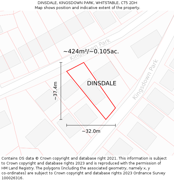 DINSDALE, KINGSDOWN PARK, WHITSTABLE, CT5 2DH: Plot and title map