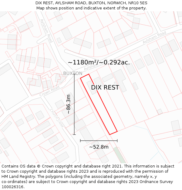 DIX REST, AYLSHAM ROAD, BUXTON, NORWICH, NR10 5ES: Plot and title map