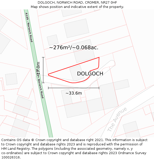 DOLGOCH, NORWICH ROAD, CROMER, NR27 0HF: Plot and title map