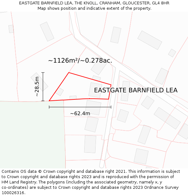 EASTGATE BARNFIELD LEA, THE KNOLL, CRANHAM, GLOUCESTER, GL4 8HR: Plot and title map