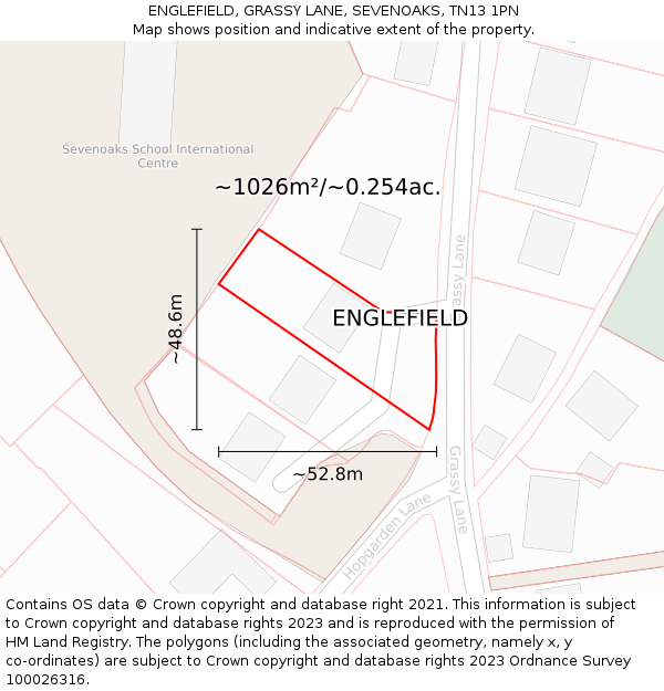 ENGLEFIELD, GRASSY LANE, SEVENOAKS, TN13 1PN: Plot and title map