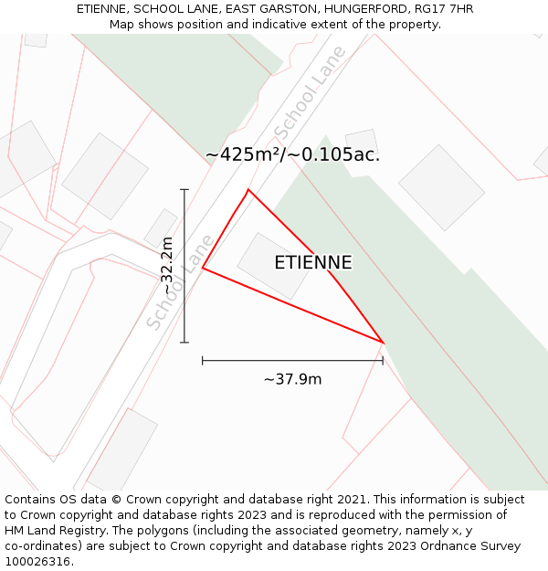 ETIENNE, SCHOOL LANE, EAST GARSTON, HUNGERFORD, RG17 7HR: Plot and title map