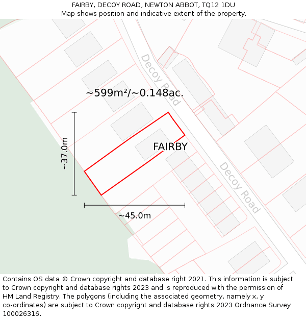 FAIRBY, DECOY ROAD, NEWTON ABBOT, TQ12 1DU: Plot and title map