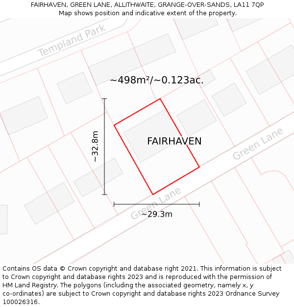 FAIRHAVEN, GREEN LANE, ALLITHWAITE, GRANGE-OVER-SANDS, LA11 7QP: Plot and title map