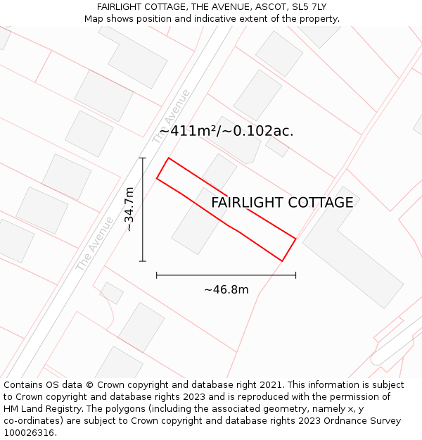 FAIRLIGHT COTTAGE, THE AVENUE, ASCOT, SL5 7LY: Plot and title map