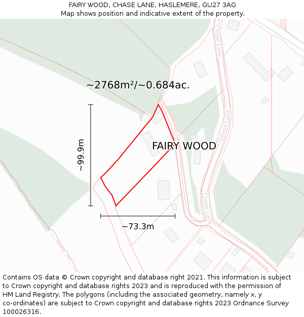 FAIRY WOOD, CHASE LANE, HASLEMERE, GU27 3AG: Plot and title map