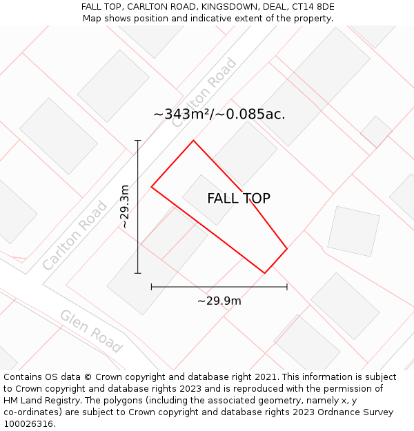 FALL TOP, CARLTON ROAD, KINGSDOWN, DEAL, CT14 8DE: Plot and title map