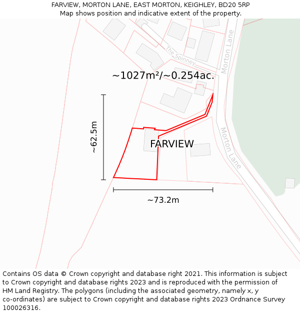 FARVIEW, MORTON LANE, EAST MORTON, KEIGHLEY, BD20 5RP: Plot and title map