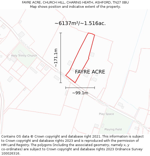 FAYRE ACRE, CHURCH HILL, CHARING HEATH, ASHFORD, TN27 0BU: Plot and title map