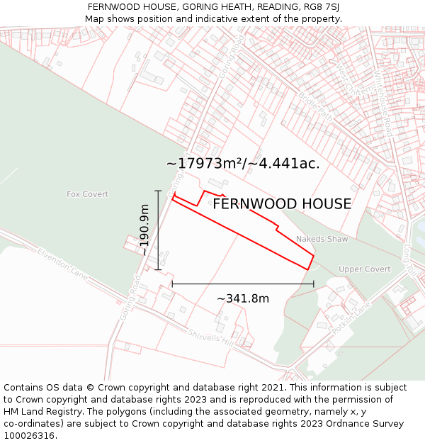 FERNWOOD HOUSE, GORING HEATH, READING, RG8 7SJ: Plot and title map