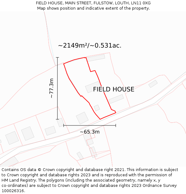 FIELD HOUSE, MAIN STREET, FULSTOW, LOUTH, LN11 0XG: Plot and title map